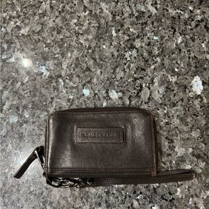 Longchamp Black Leather Wristlet